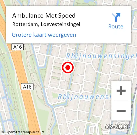 Locatie op kaart van de 112 melding: Ambulance Met Spoed Naar Rotterdam, Loevesteinsingel op 15 januari 2024 12:53