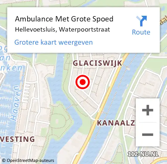 Locatie op kaart van de 112 melding: Ambulance Met Grote Spoed Naar Hellevoetsluis, Waterpoortstraat op 15 januari 2024 13:01