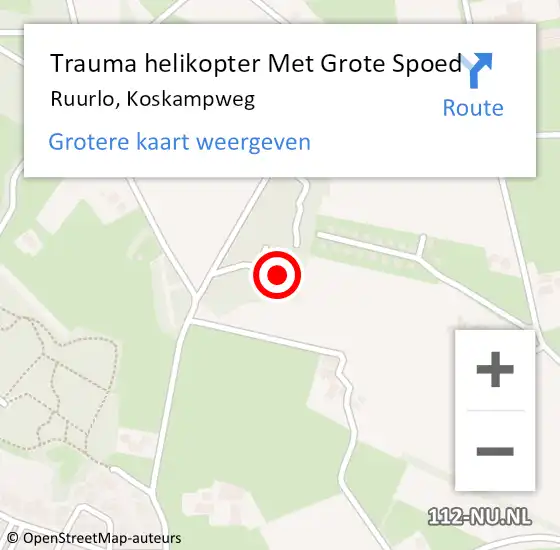 Locatie op kaart van de 112 melding: Trauma helikopter Met Grote Spoed Naar Ruurlo, Koskampweg op 15 januari 2024 13:20