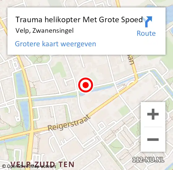 Locatie op kaart van de 112 melding: Trauma helikopter Met Grote Spoed Naar Velp, Zwanensingel op 15 januari 2024 13:38