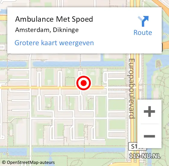 Locatie op kaart van de 112 melding: Ambulance Met Spoed Naar Amsterdam, Dikninge op 15 januari 2024 14:09