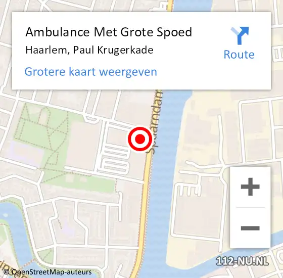 Locatie op kaart van de 112 melding: Ambulance Met Grote Spoed Naar Haarlem, Paul Krugerkade op 15 januari 2024 14:24
