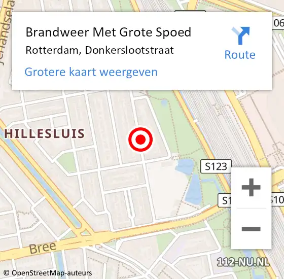 Locatie op kaart van de 112 melding: Brandweer Met Grote Spoed Naar Rotterdam, Donkerslootstraat op 15 januari 2024 14:35