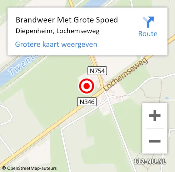 Locatie op kaart van de 112 melding: Brandweer Met Grote Spoed Naar Diepenheim, Lochemseweg op 15 januari 2024 14:52