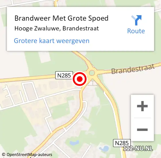Locatie op kaart van de 112 melding: Brandweer Met Grote Spoed Naar Hooge Zwaluwe, Brandestraat op 15 januari 2024 14:56
