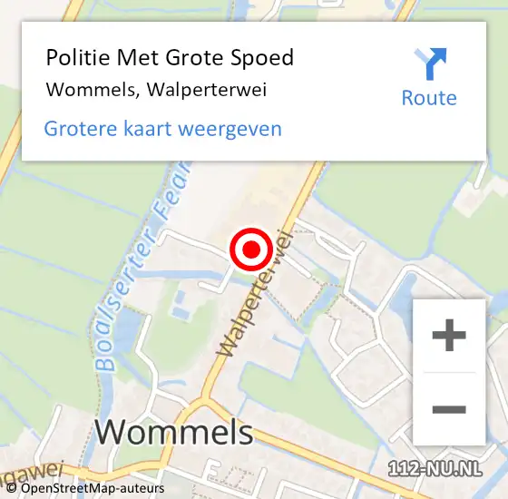 Locatie op kaart van de 112 melding: Politie Met Grote Spoed Naar Wommels, Walperterwei op 15 januari 2024 15:00