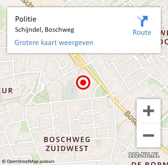 Locatie op kaart van de 112 melding: Politie Schijndel, Boschweg op 15 januari 2024 15:03