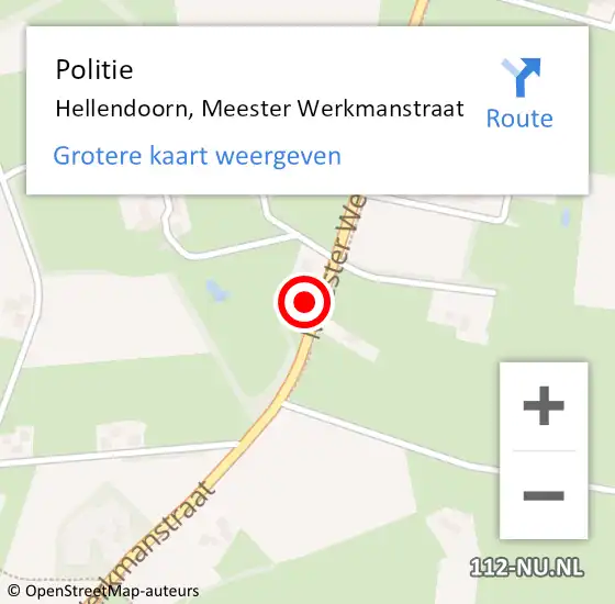 Locatie op kaart van de 112 melding: Politie Hellendoorn, Meester Werkmanstraat op 15 januari 2024 15:05