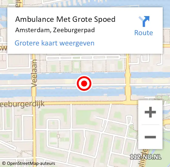 Locatie op kaart van de 112 melding: Ambulance Met Grote Spoed Naar Amsterdam, Zeeburgerpad op 15 januari 2024 15:11