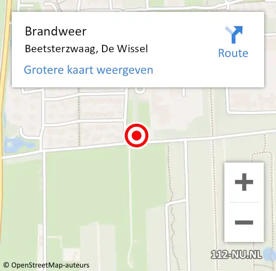 Locatie op kaart van de 112 melding: Brandweer Beetsterzwaag, De Wissel op 15 januari 2024 16:08