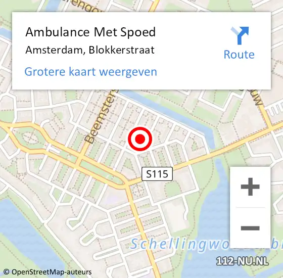Locatie op kaart van de 112 melding: Ambulance Met Spoed Naar Amsterdam, Blokkerstraat op 15 januari 2024 16:12