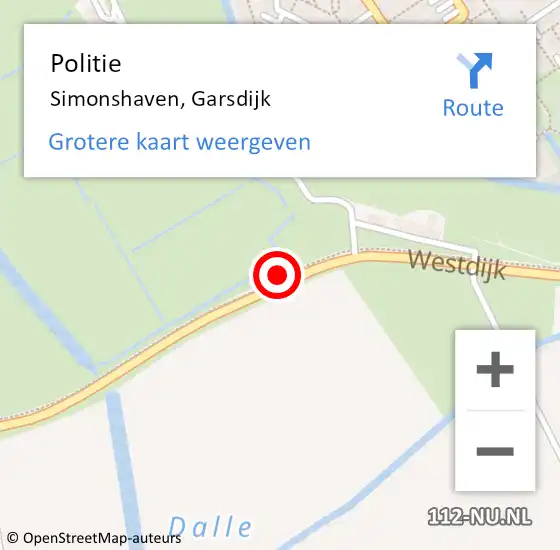 Locatie op kaart van de 112 melding: Politie Hekelingen, Garsdijk op 15 januari 2024 16:47