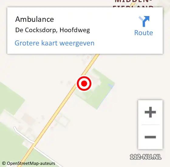 Locatie op kaart van de 112 melding: Ambulance De Cocksdorp, Hoofdweg op 15 januari 2024 17:01