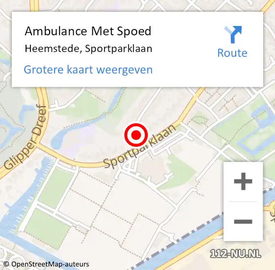 Locatie op kaart van de 112 melding: Ambulance Met Spoed Naar Heemstede, Sportparklaan op 15 januari 2024 17:19