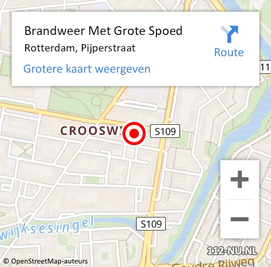 Locatie op kaart van de 112 melding: Brandweer Met Grote Spoed Naar Rotterdam, Pijperstraat op 15 januari 2024 17:32
