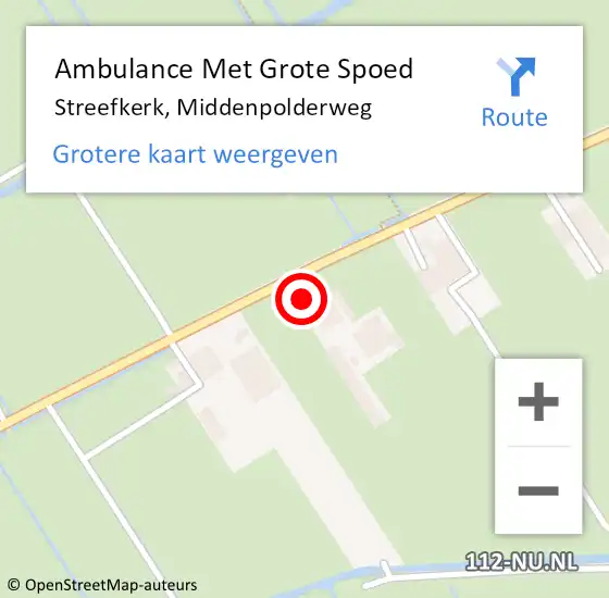 Locatie op kaart van de 112 melding: Ambulance Met Grote Spoed Naar Streefkerk, Middenpolderweg op 15 januari 2024 17:39