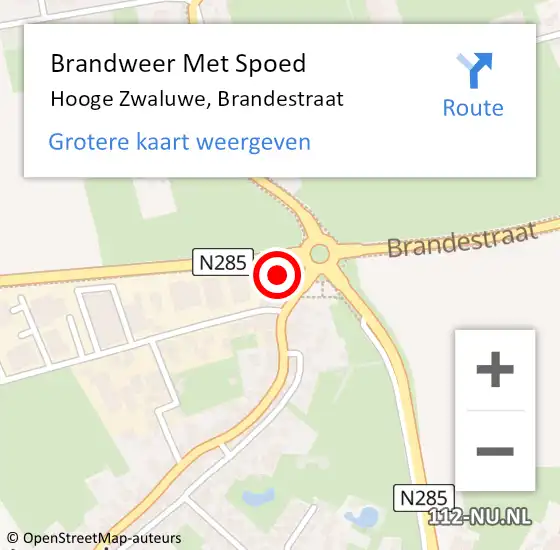 Locatie op kaart van de 112 melding: Brandweer Met Spoed Naar Hooge Zwaluwe, Brandestraat op 15 januari 2024 18:50
