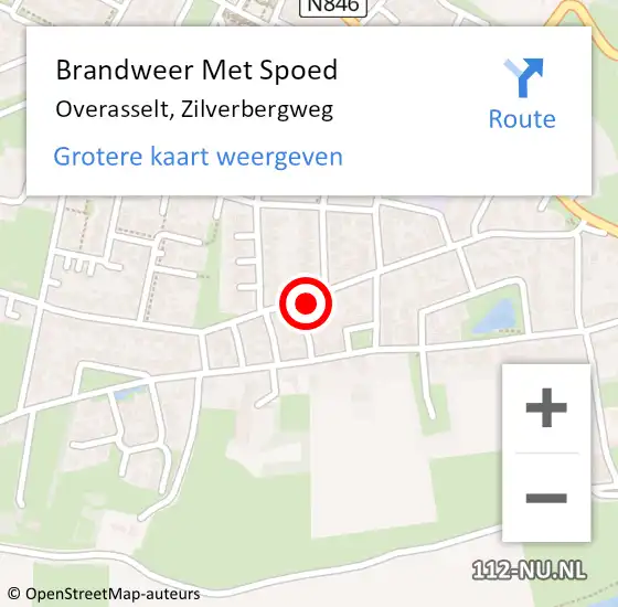 Locatie op kaart van de 112 melding: Brandweer Met Spoed Naar Overasselt, Zilverbergweg op 15 januari 2024 19:27