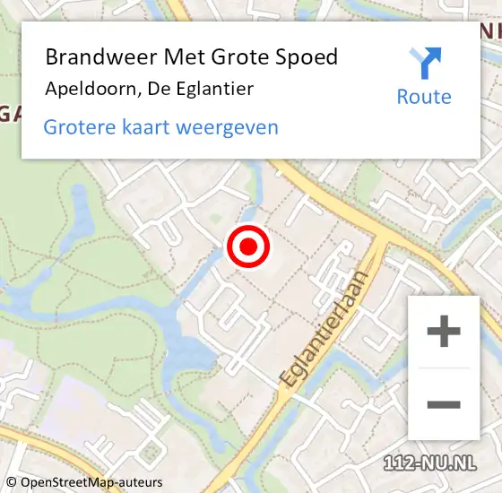 Locatie op kaart van de 112 melding: Brandweer Met Grote Spoed Naar Apeldoorn, De Eglantier op 15 januari 2024 19:45