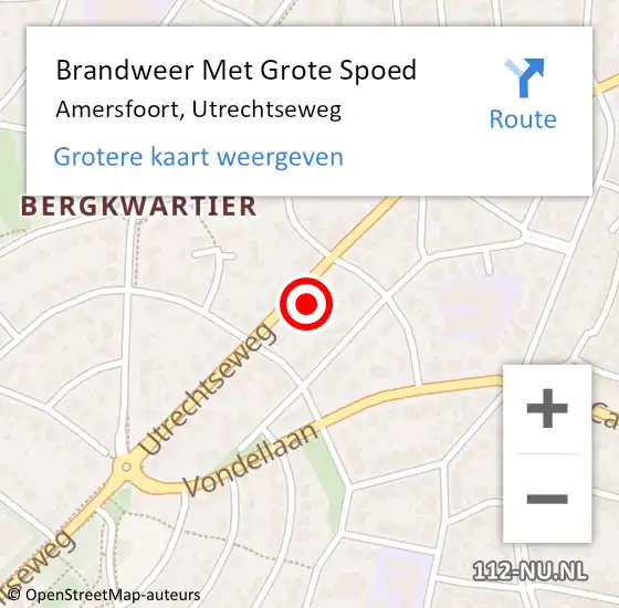 Locatie op kaart van de 112 melding: Brandweer Met Grote Spoed Naar Amersfoort, Utrechtseweg op 15 januari 2024 22:41