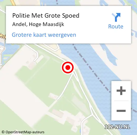 Locatie op kaart van de 112 melding: Politie Met Grote Spoed Naar Andel, Hoge Maasdijk op 15 januari 2024 22:57