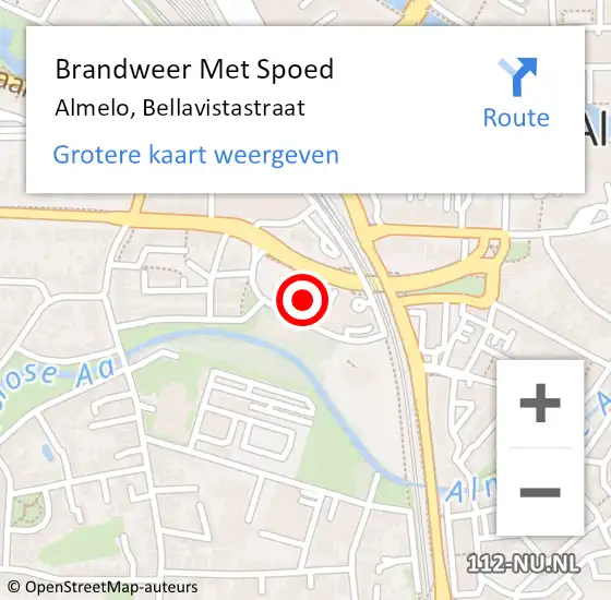 Locatie op kaart van de 112 melding: Brandweer Met Spoed Naar Almelo, Bellavistastraat op 15 januari 2024 23:03