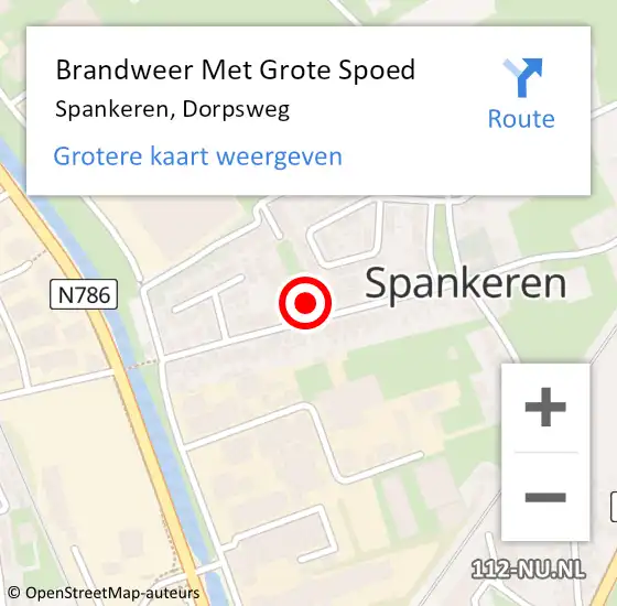 Locatie op kaart van de 112 melding: Brandweer Met Grote Spoed Naar Spankeren, Dorpsweg op 16 januari 2024 00:22