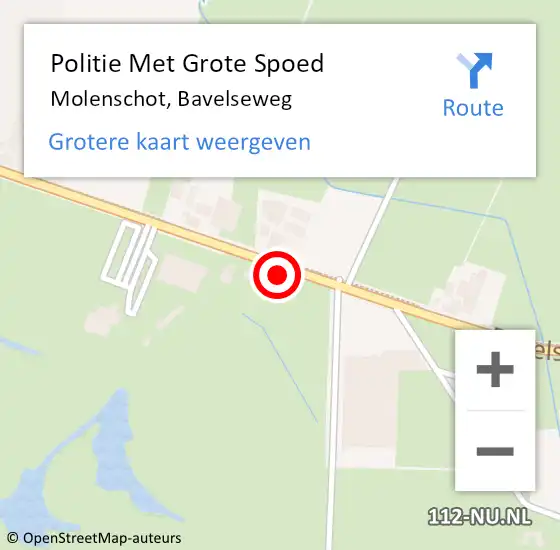 Locatie op kaart van de 112 melding: Politie Met Grote Spoed Naar Molenschot, Bavelseweg op 16 januari 2024 04:24