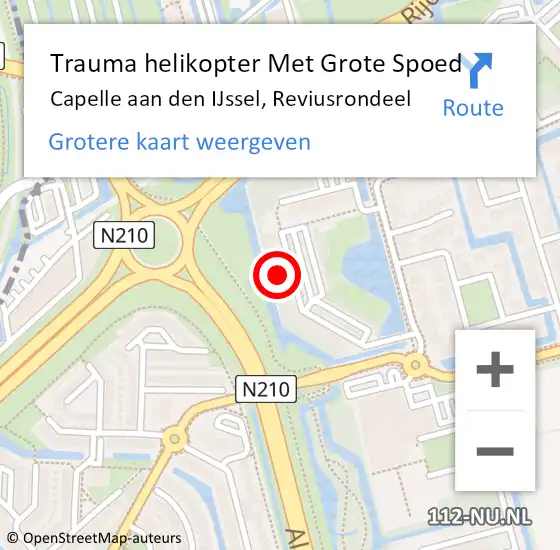 Locatie op kaart van de 112 melding: Trauma helikopter Met Grote Spoed Naar Capelle aan den IJssel, Reviusrondeel op 16 januari 2024 04:26