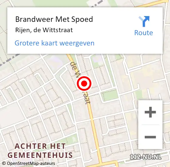 Locatie op kaart van de 112 melding: Brandweer Met Spoed Naar Rijen, de Wittstraat op 16 januari 2024 05:28