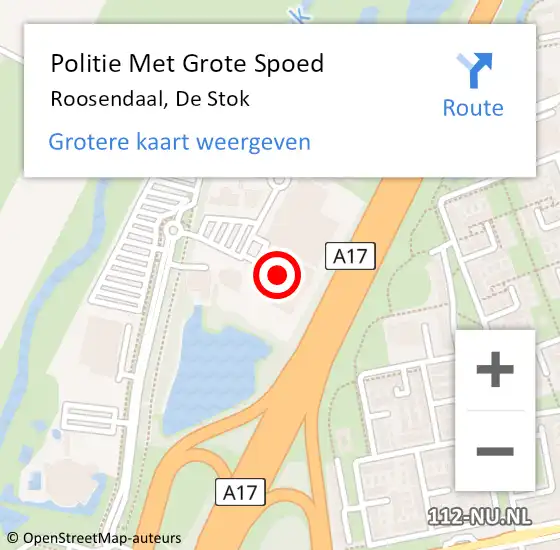 Locatie op kaart van de 112 melding: Politie Met Grote Spoed Naar Roosendaal, De Stok op 16 januari 2024 05:46