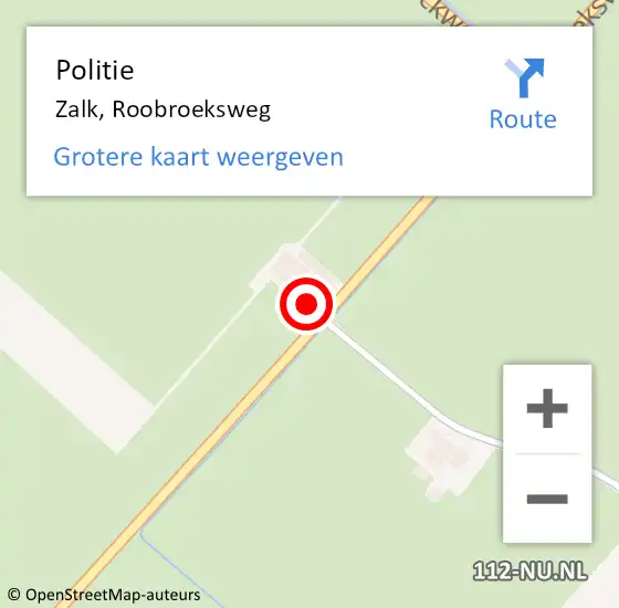 Locatie op kaart van de 112 melding: Politie Zalk, Roobroeksweg op 16 januari 2024 07:57