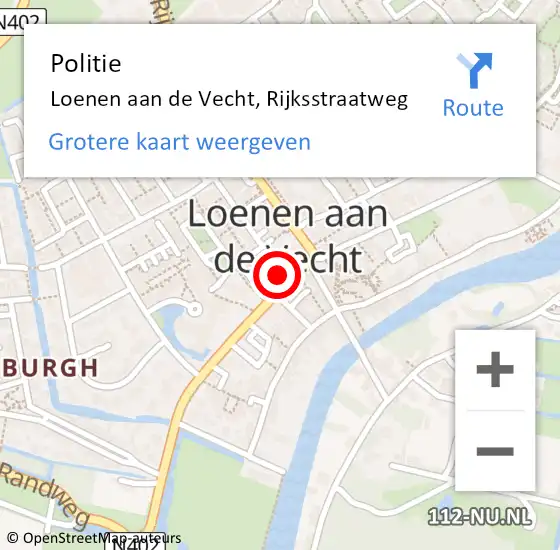 Locatie op kaart van de 112 melding: Politie Loenen aan de Vecht, Rijksstraatweg op 16 januari 2024 08:01