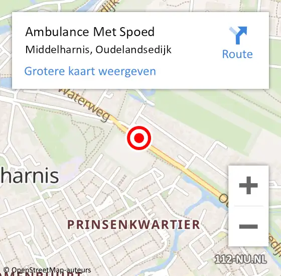 Locatie op kaart van de 112 melding: Ambulance Met Spoed Naar Middelharnis, Oudelandsedijk op 16 januari 2024 08:22