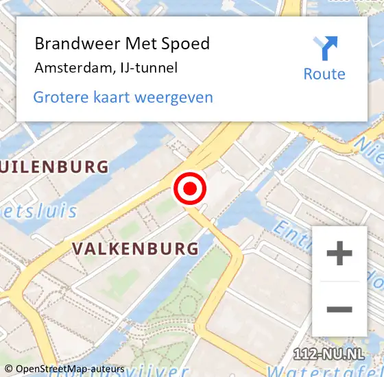 Locatie op kaart van de 112 melding: Brandweer Met Spoed Naar Amsterdam, IJ-tunnel op 16 januari 2024 08:26