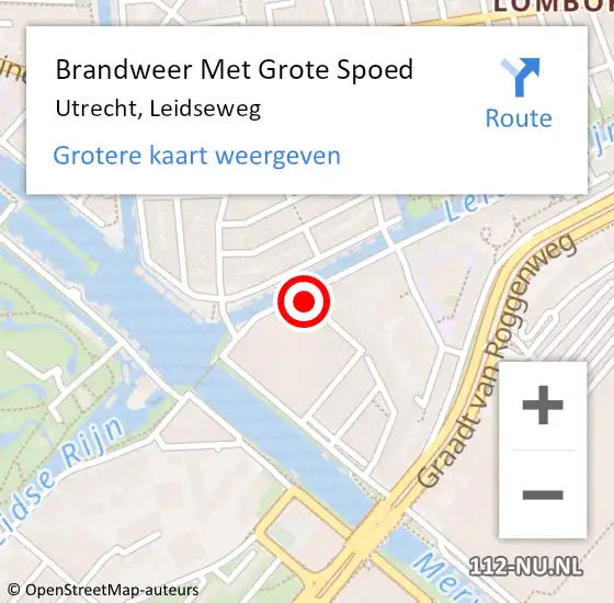 Locatie op kaart van de 112 melding: Brandweer Met Grote Spoed Naar Utrecht, Leidseweg op 16 januari 2024 09:15