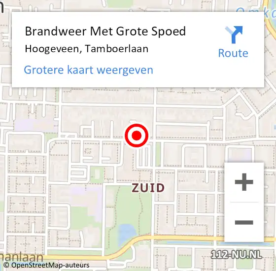 Locatie op kaart van de 112 melding: Brandweer Met Grote Spoed Naar Hoogeveen, Tamboerlaan op 16 januari 2024 09:24