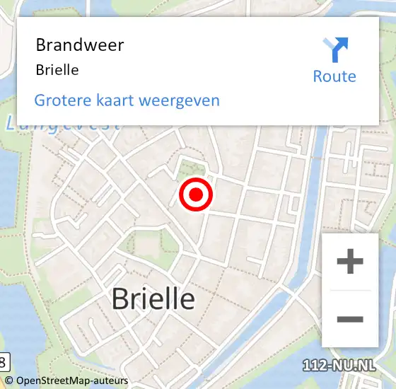 Locatie op kaart van de 112 melding: Brandweer Brielle op 16 januari 2024 09:25