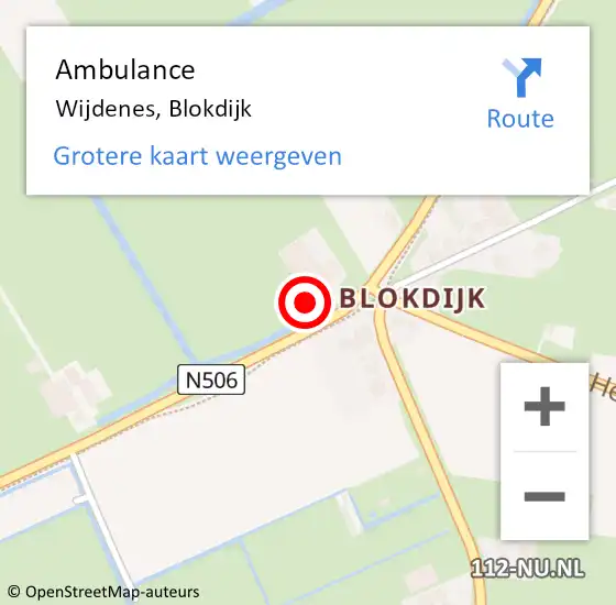 Locatie op kaart van de 112 melding: Ambulance Wijdenes, Blokdijk op 16 januari 2024 09:30