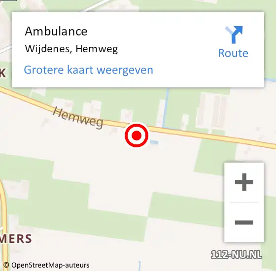 Locatie op kaart van de 112 melding: Ambulance Wijdenes, Hemweg op 16 januari 2024 09:36