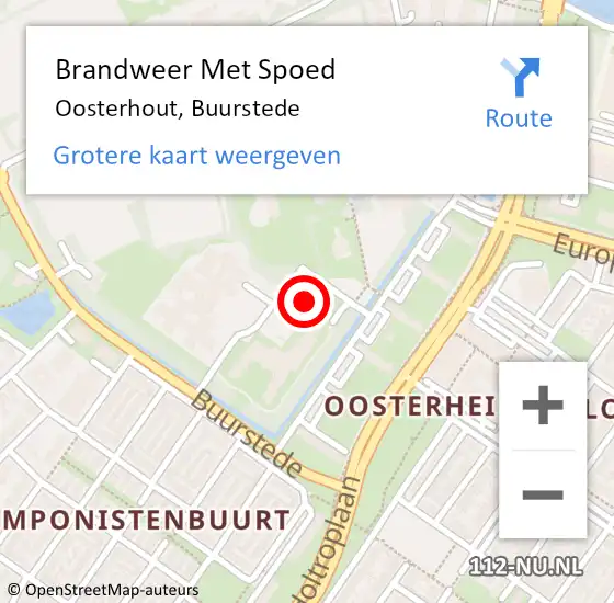 Locatie op kaart van de 112 melding: Brandweer Met Spoed Naar Oosterhout, Buurstede op 16 januari 2024 10:16