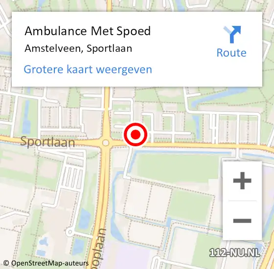Locatie op kaart van de 112 melding: Ambulance Met Spoed Naar Amstelveen, Sportlaan op 16 januari 2024 10:20