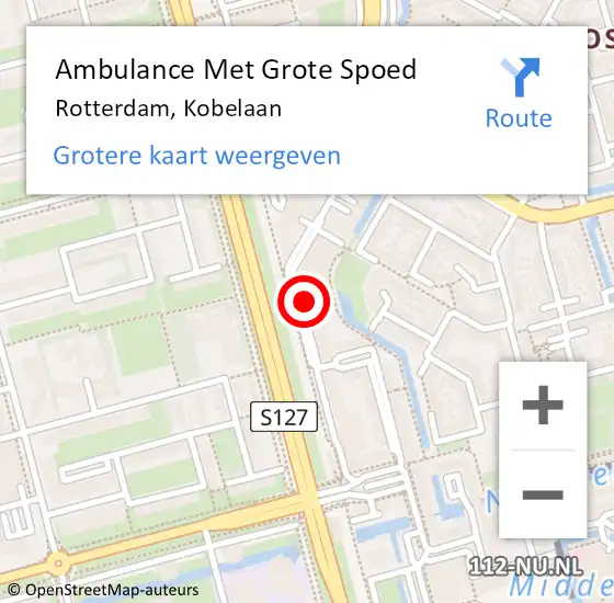 Locatie op kaart van de 112 melding: Ambulance Met Grote Spoed Naar Rotterdam, Kobelaan op 16 januari 2024 11:53