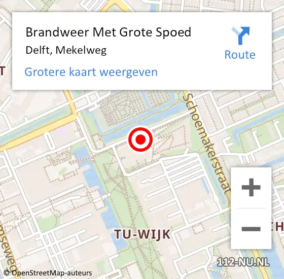 Locatie op kaart van de 112 melding: Brandweer Met Grote Spoed Naar Delft, Mekelweg op 16 januari 2024 12:35