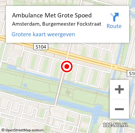 Locatie op kaart van de 112 melding: Ambulance Met Grote Spoed Naar Amsterdam, Burgemeester Fockstraat op 16 januari 2024 13:41