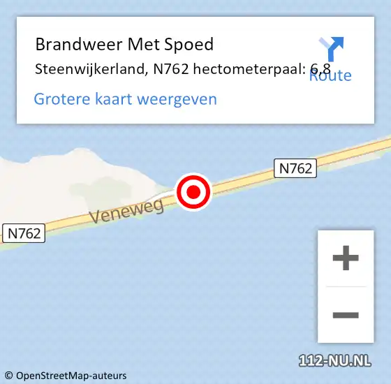 Locatie op kaart van de 112 melding: Brandweer Met Spoed Naar Steenwijkerland, N762 hectometerpaal: 6,8 op 16 januari 2024 14:09