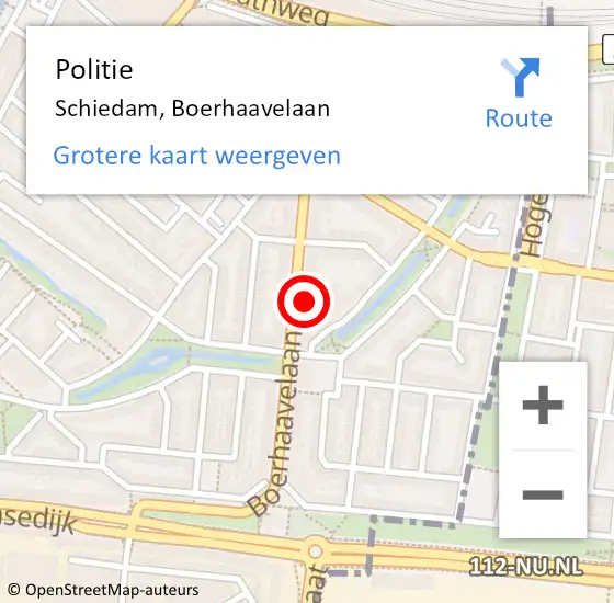 Locatie op kaart van de 112 melding: Politie Schiedam, Boerhaavelaan op 16 januari 2024 14:31