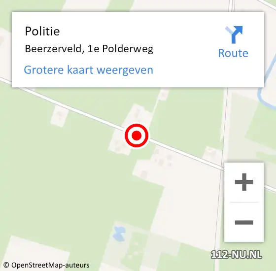 Locatie op kaart van de 112 melding: Politie Beerzerveld, 1e Polderweg op 16 januari 2024 14:50