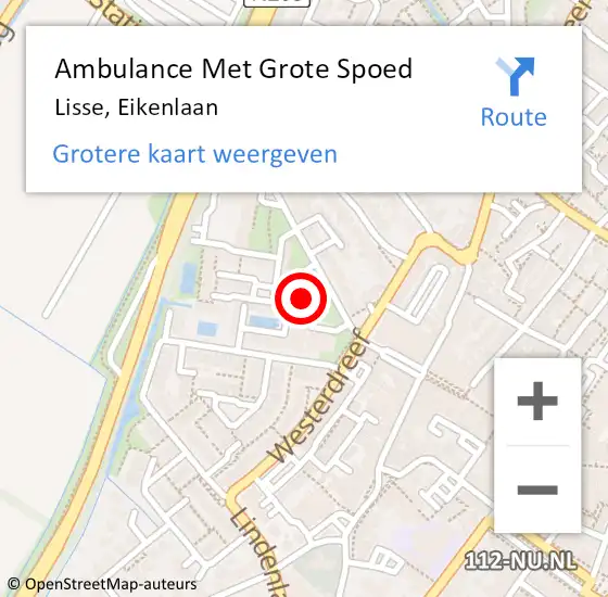 Locatie op kaart van de 112 melding: Ambulance Met Grote Spoed Naar Lisse, Eikenlaan op 16 januari 2024 14:54