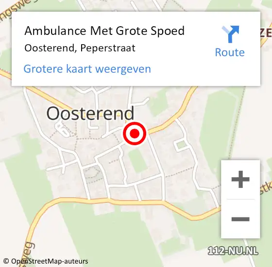 Locatie op kaart van de 112 melding: Ambulance Met Grote Spoed Naar Oosterend, Peperstraat op 16 januari 2024 15:03